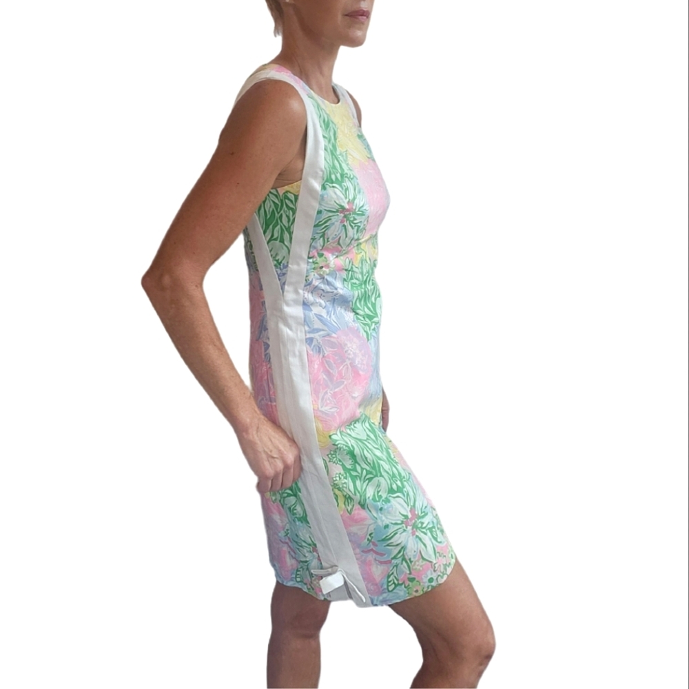 LILLY PULITZER Beckler Stretch  Shift Dress In Multi Bright Delight Patch - Picture 4 of 16